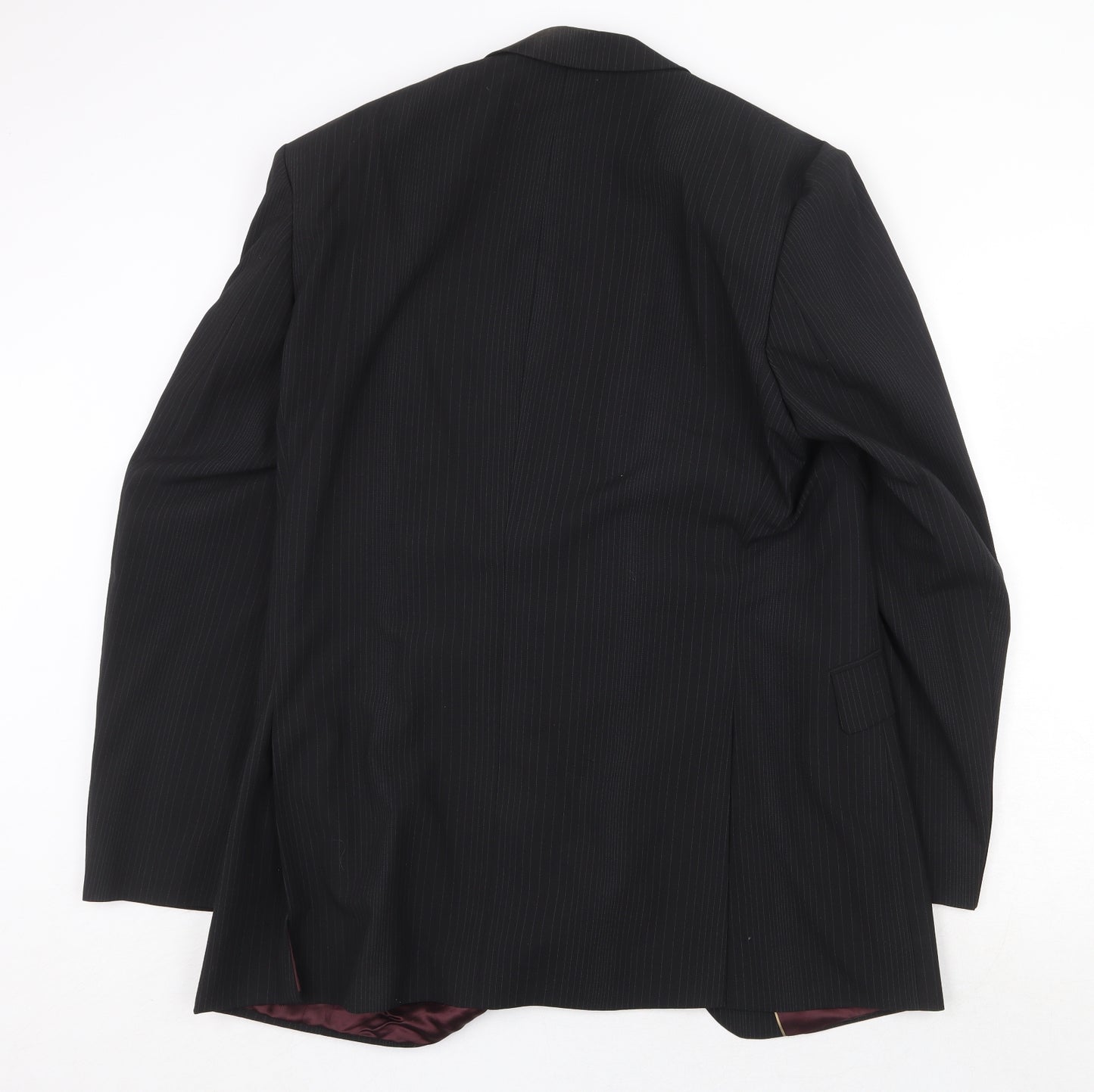 Burton Mens Black Striped Polyester Jacket Suit Jacket Size 44 Regular
