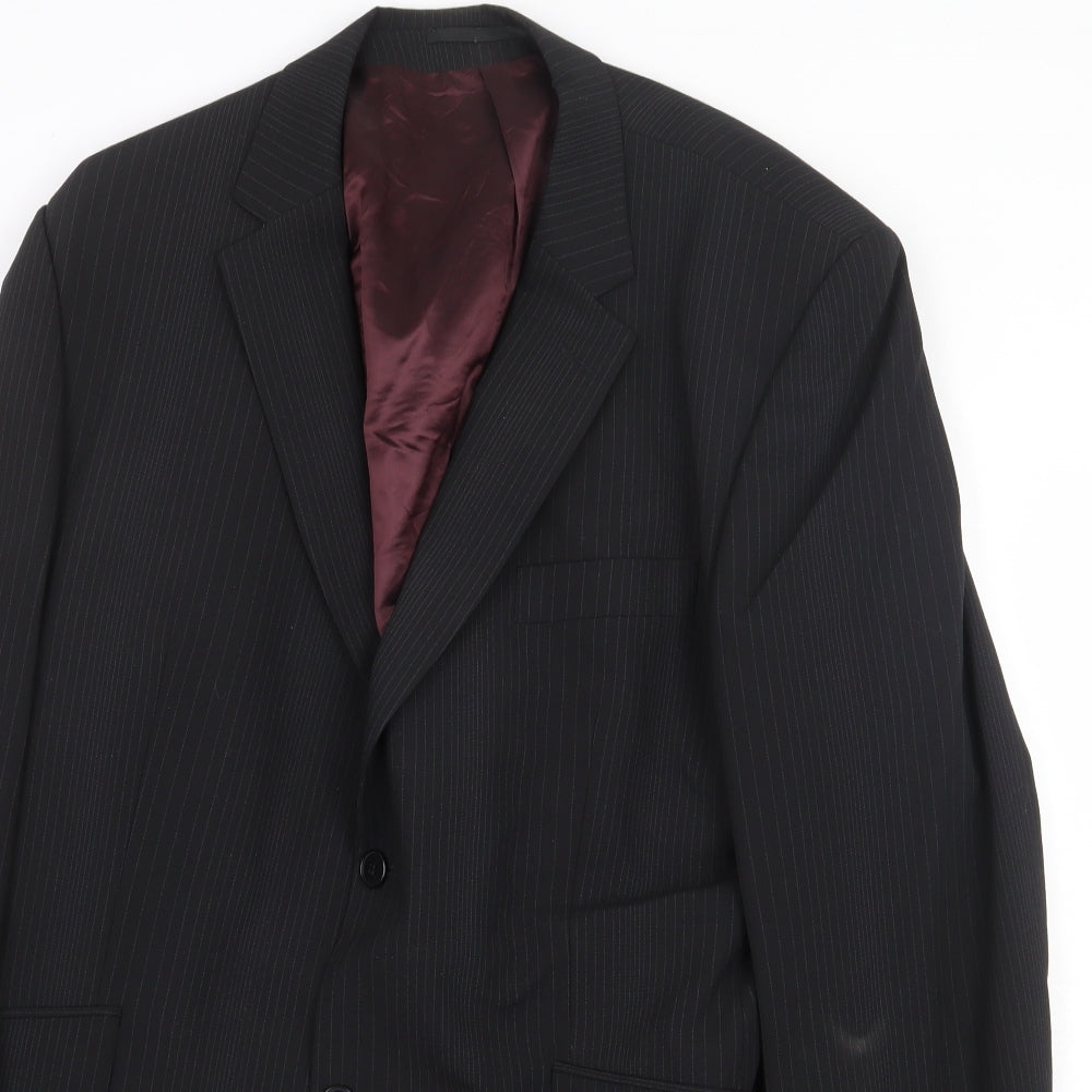 Burton Mens Black Striped Polyester Jacket Suit Jacket Size 44 Regular