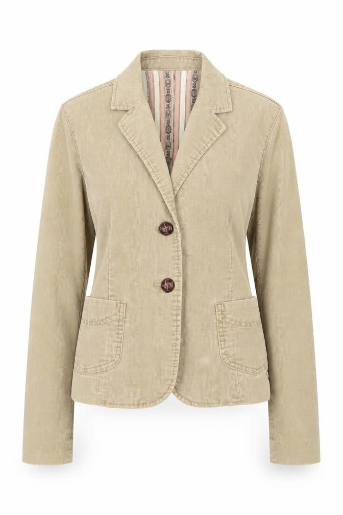 Front view of Gap women’s beige jacket, size UK 4, button