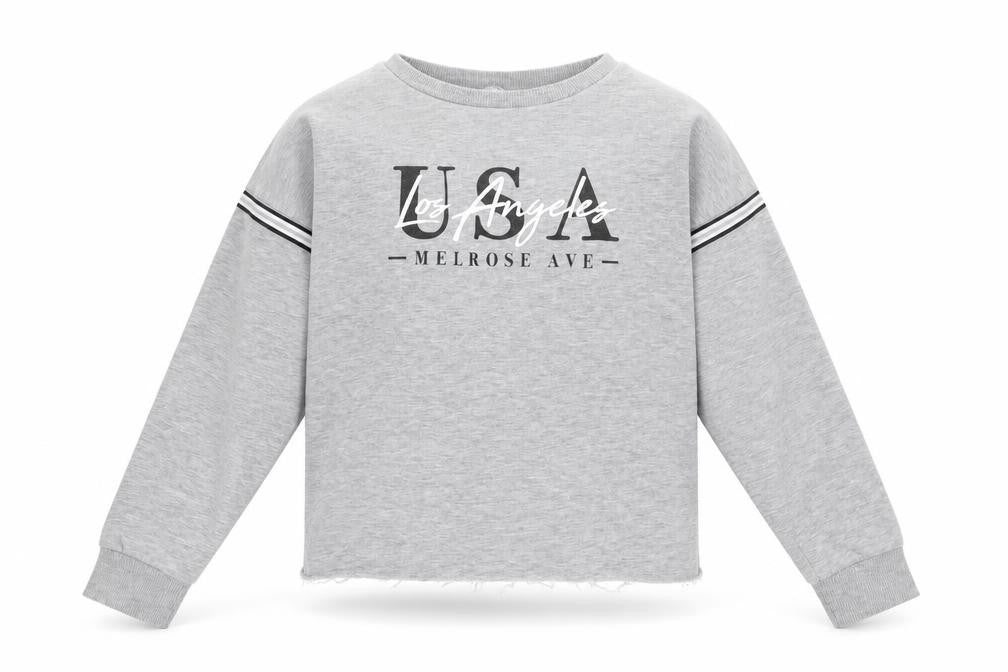 Front view of Primark girls’ grey polyester pullover sweatshirt, size 12-13, years pullover - los angeles usa