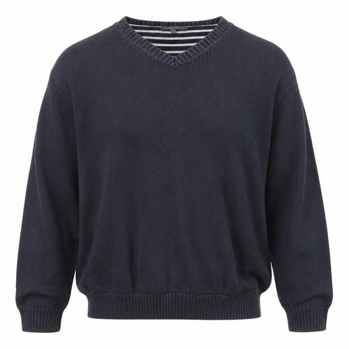 Boston Crew Mens Blue V-Neck Cotton Pullover Jumper Size M Long Sleeve