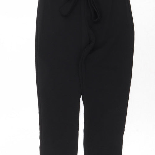 Boohoo Womens Black Polyester Trousers Size 10 Regular Tie - High Waist