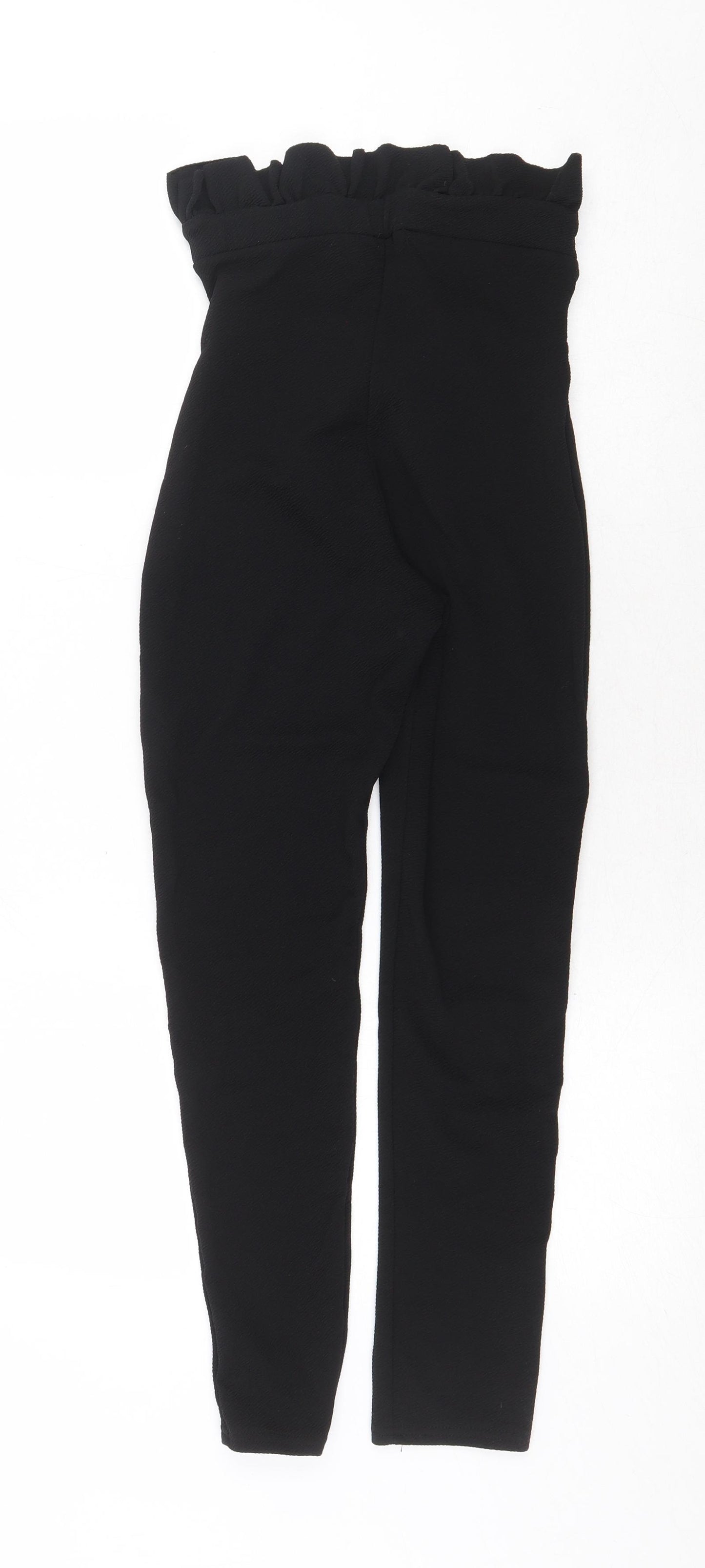 Boohoo Womens Black Polyester Trousers Size 10 Regular Tie - High Waist