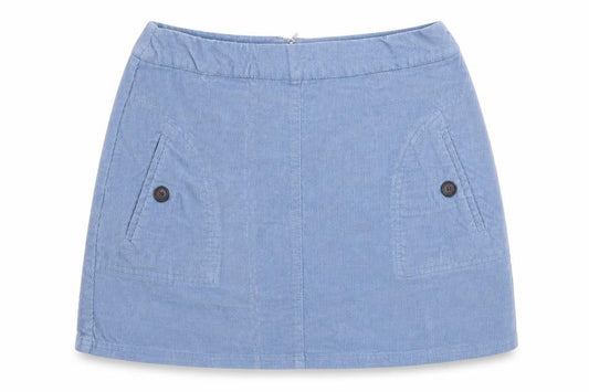 Front view of Cooperative women’s blue cotton a-line skirt, size S, zip
