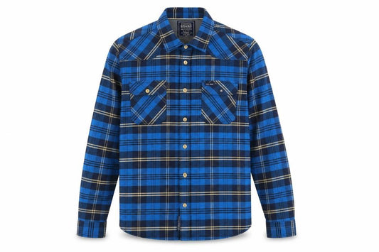 Ambrose Mens Blue Plaid Cotton Button-Up Size M Collared Button