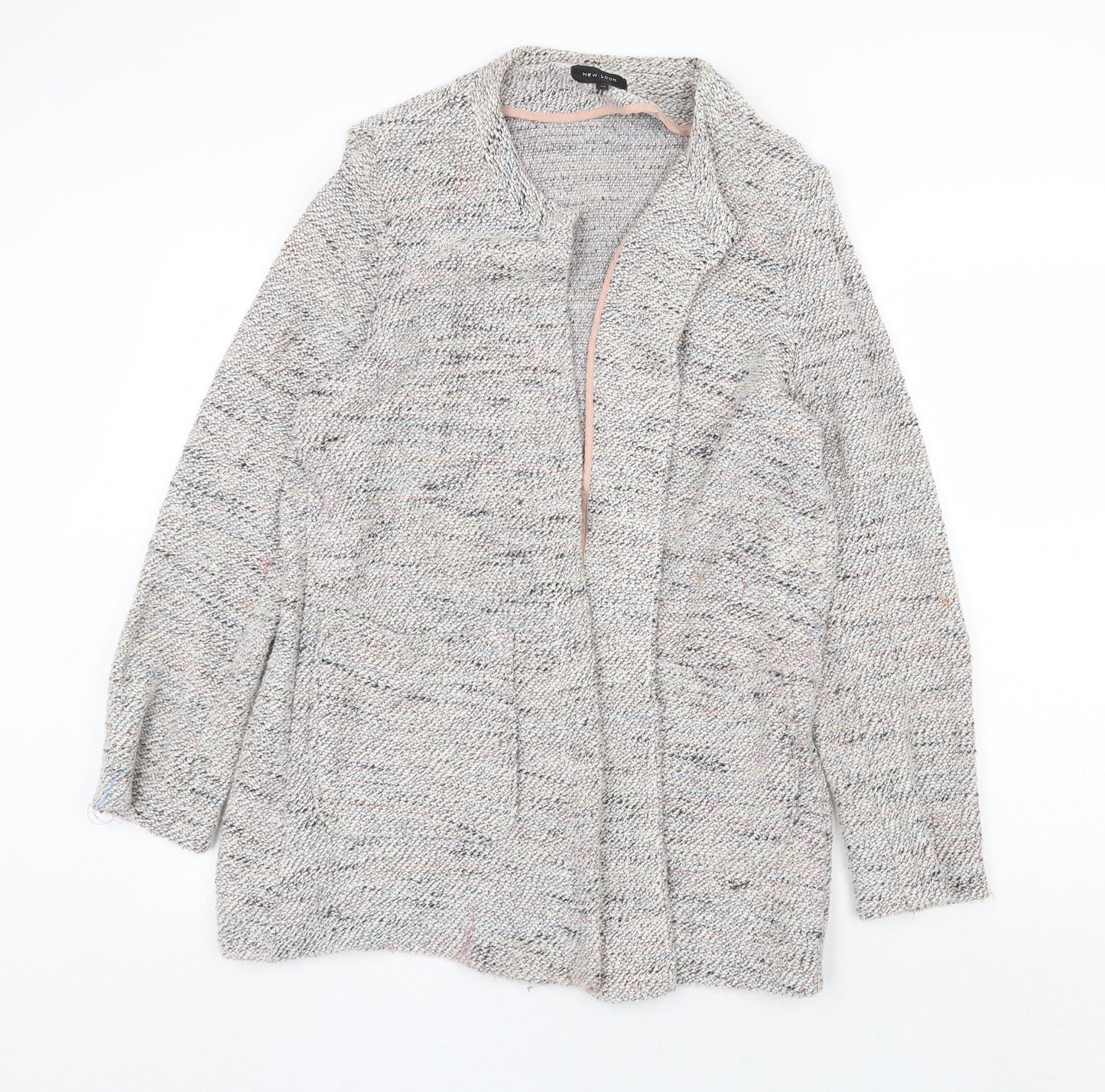 New Look Womens Grey Round Neck Polyester Cardigan Jumper Size 16 - Open