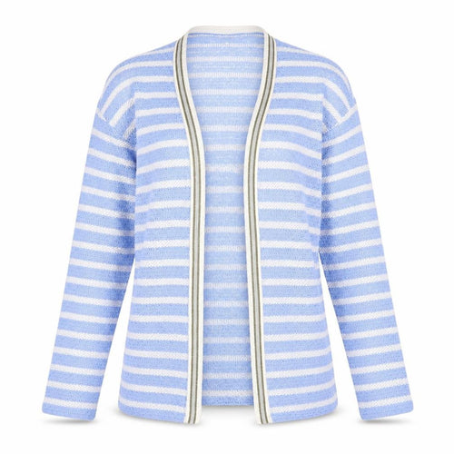 NEXT Womens Blue V-Neck Striped Cotton Cardigan Jumper Size 8