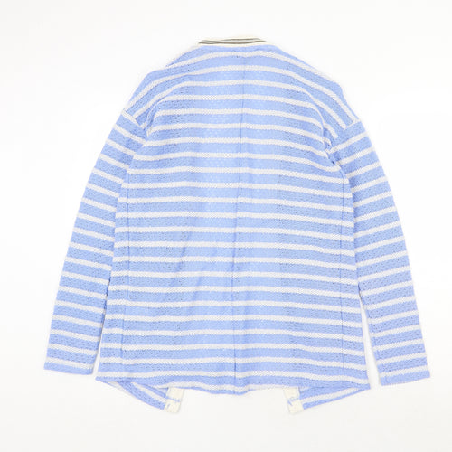 NEXT Womens Blue V-Neck Striped Cotton Cardigan Jumper Size 8