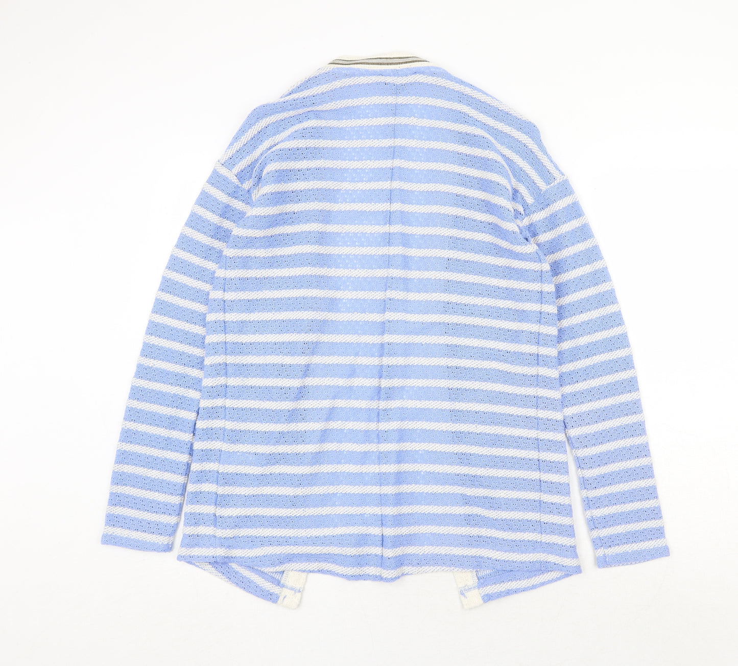 NEXT Womens Blue V-Neck Striped Cotton Cardigan Jumper Size 8