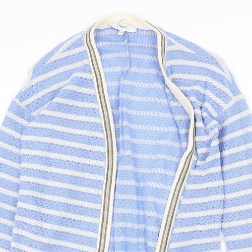 NEXT Womens Blue V-Neck Striped Cotton Cardigan Jumper Size 8