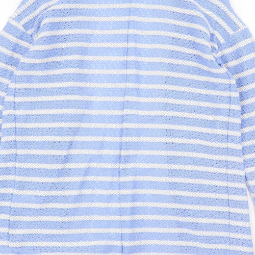 NEXT Womens Blue V-Neck Striped Cotton Cardigan Jumper Size 8