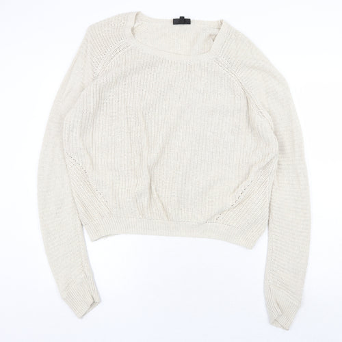 Topshop Womens Ivory Round Neck Acrylic Pullover Jumper Size 14