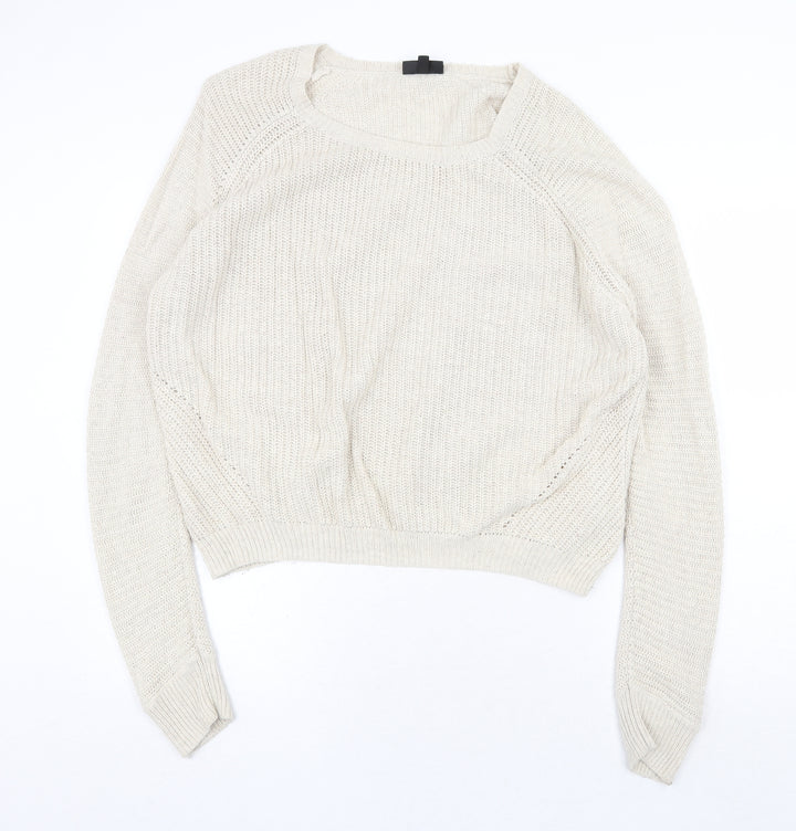 Topshop Womens Ivory Round Neck Acrylic Pullover Jumper Size 14
