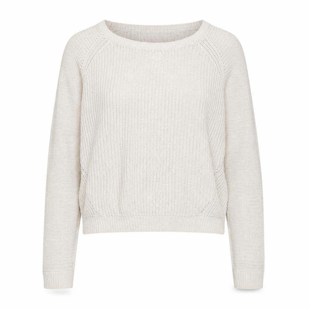 Front view of Topshop women’s ivory round neck acrylic jumper, size UK 14