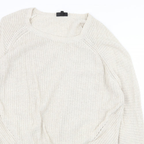 Topshop Womens Ivory Round Neck Acrylic Pullover Jumper Size 14