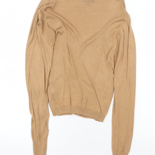 Topshop Womens Beige V-Neck Viscose Pullover Jumper Size 10