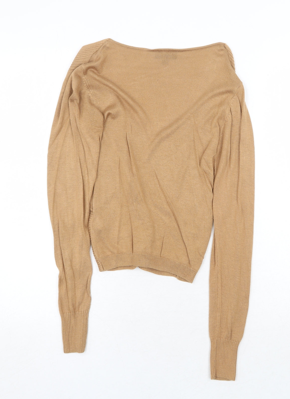 Topshop Womens Beige V-Neck Viscose Pullover Jumper Size 10