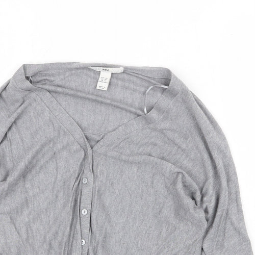 H&M Womens Grey V-Neck Viscose Cardigan Jumper Size XS
