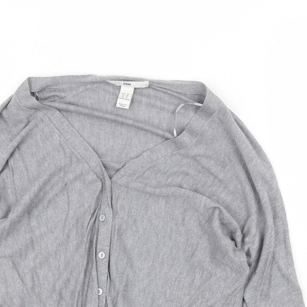 H&M Womens Grey V-Neck Viscose Cardigan Jumper Size XS