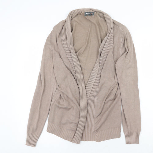 Apricot Womens Beige Collared Acrylic Cardigan Jumper Size S - Open