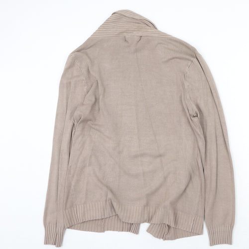 Apricot Womens Beige Collared Acrylic Cardigan Jumper Size S - Open