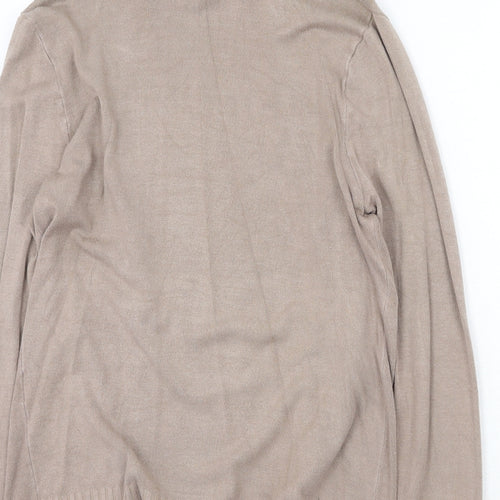 Apricot Womens Beige Collared Acrylic Cardigan Jumper Size S - Open
