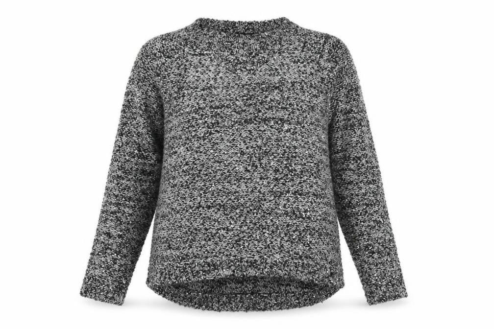 AKD A WEST Womens Grey Round Neck Geometric Acrylic Pullover Jumper Size 10