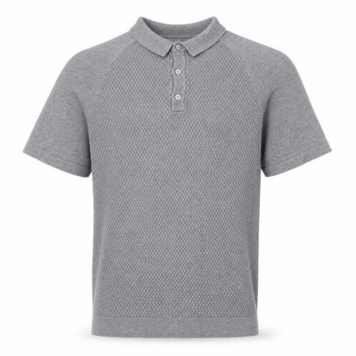 REMUS Mens Grey 100% Cotton Polo Size M Collared Button