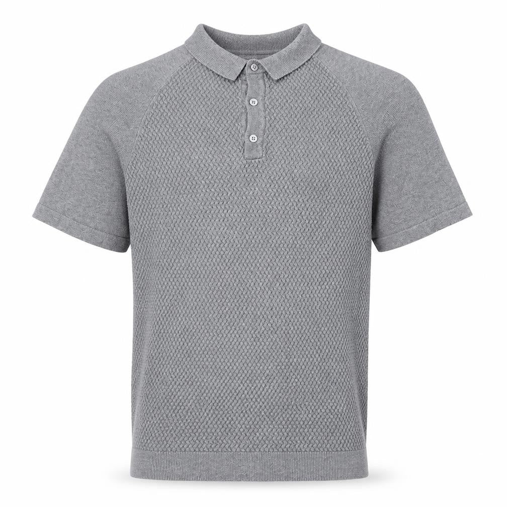 REMUS Mens Grey 100% Cotton Polo Size M Collared Button