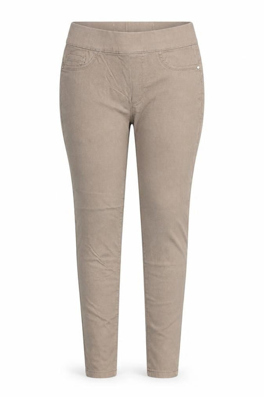 Front view of women’s brown cotton jegging jeans, size UK 26, in slim