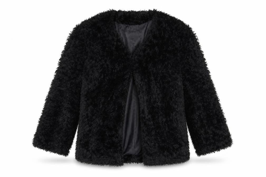 Front view of Next women’s black jacket coatigan, size UK 10, hook & loop