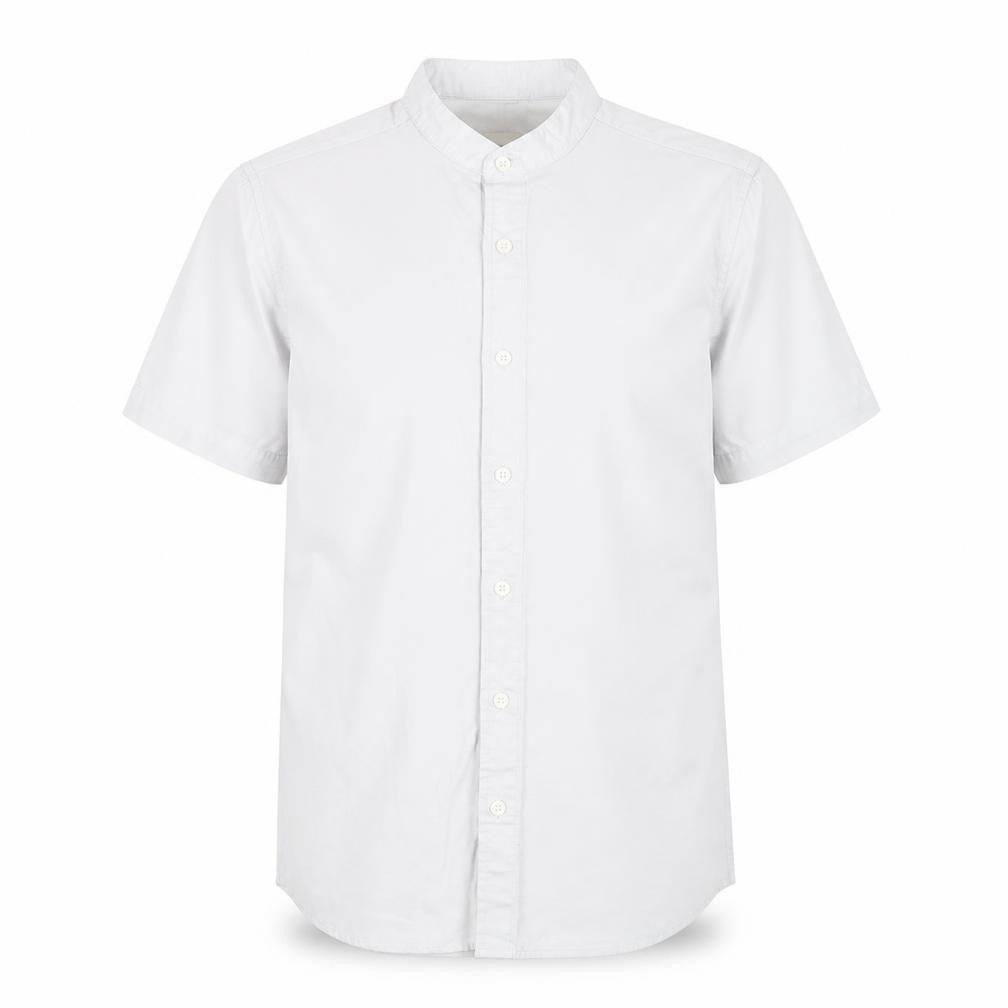 ASOS Mens Grey Cotton Button-Up Size S Round Neck Button