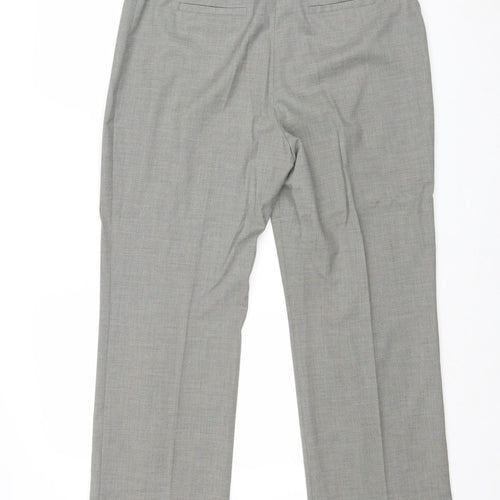 Marks and Spencer Womens Grey Polyester Trousers Size 14 Regular Zip
