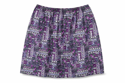 Front view of Preworn women’s pink geometric polyester a-line skirt, size L