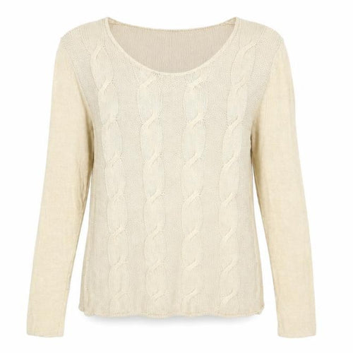 Country Casuals Womens Beige Scoop Neck Acrylic Pullover Jumper Size L