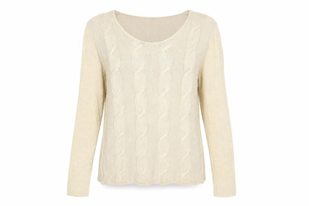 Country Casuals Womens Beige Scoop Neck Acrylic Pullover Jumper Size L