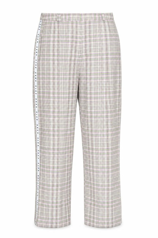 COLLUSION Womens Multicoloured Plaid Cotton Trousers Size 16 Regular Zip - Side Stripe Detail