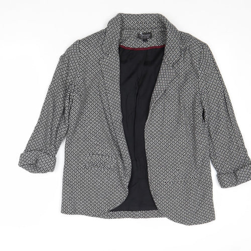 Topshop Womens Black Geometric Jacket Blazer Size 10 - Open
