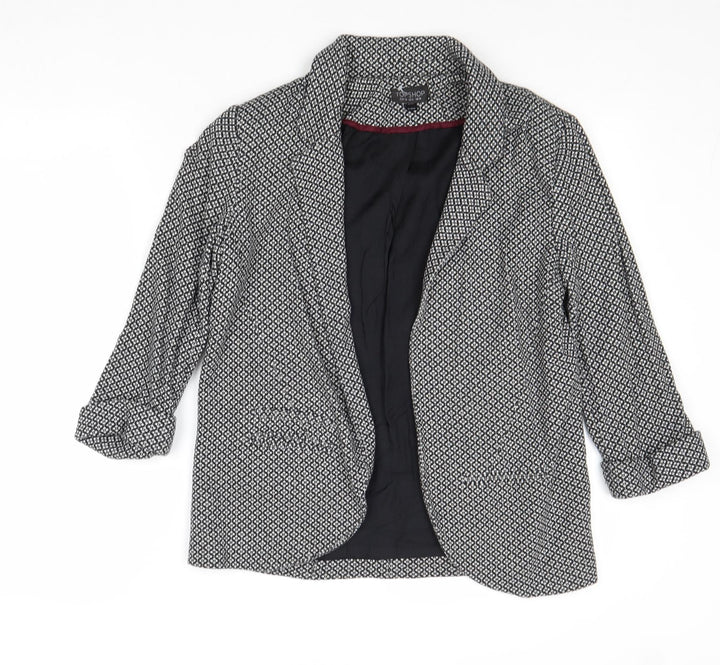 Topshop Womens Black Geometric Jacket Blazer Size 10 - Open