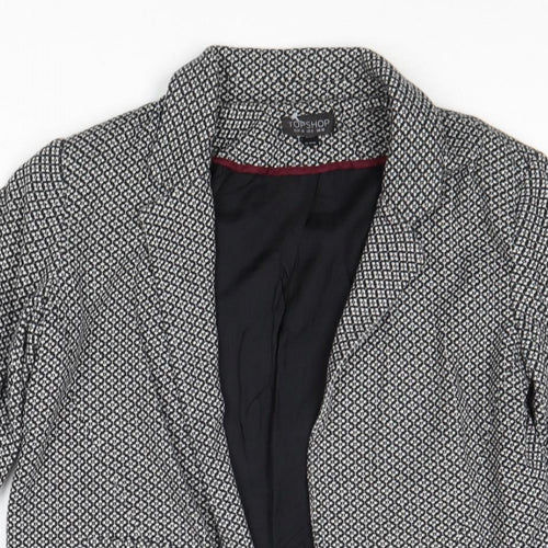 Topshop Womens Black Geometric Jacket Blazer Size 10 - Open