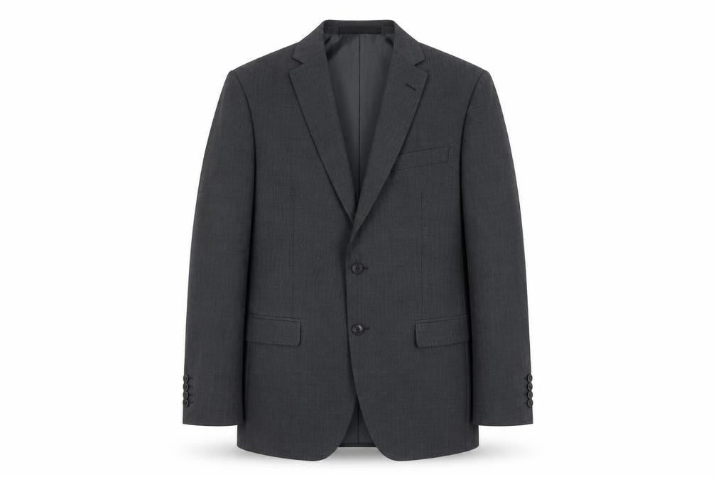 Front view of Marks & Spencer men’s grey wool jacket suit jacket, size M, regular