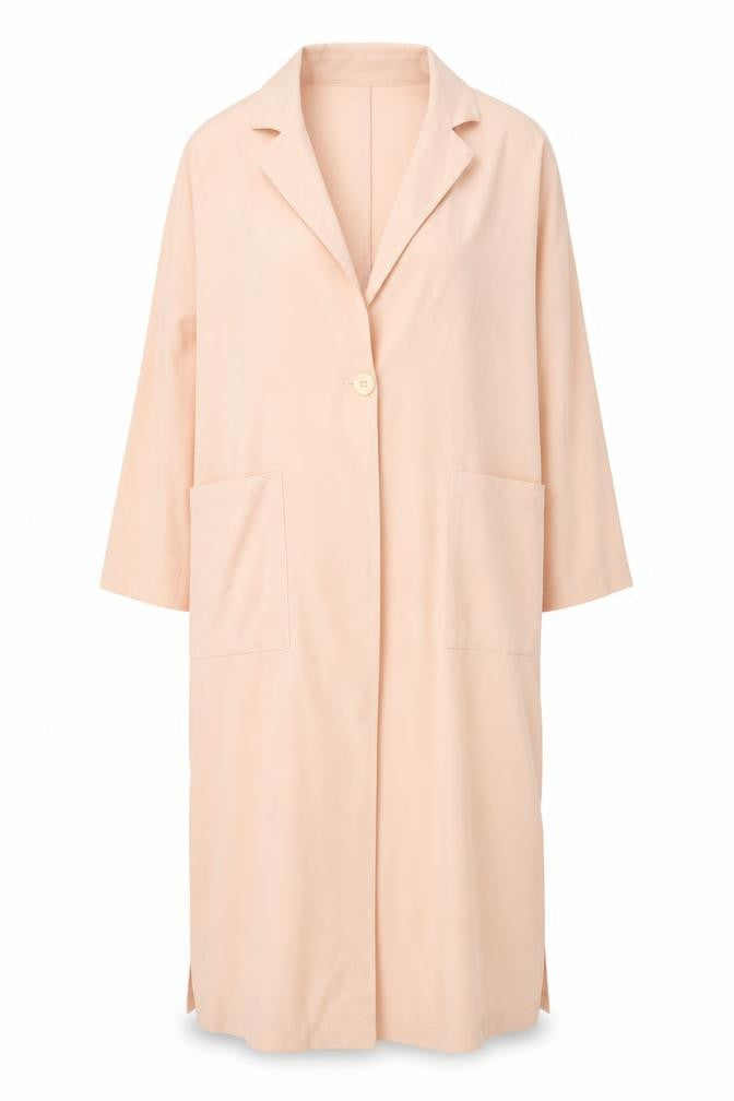 Front view of Boohoo women’s pink jacket, size UK 14, button