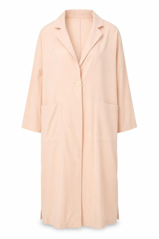 Front view of Boohoo women’s pink jacket, size UK 14, button