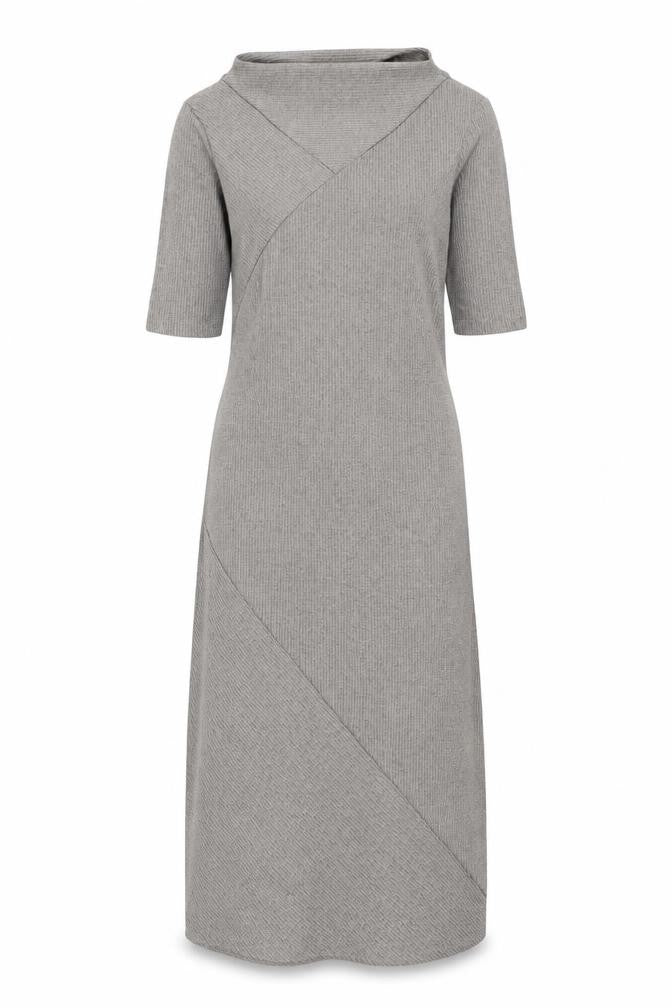 Front view of H&M women’s grey viscose a-line, size UK 6, boat neck pullover