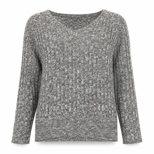 Ellie Louise Womens Grey V-Neck Acrylic Pullover Jumper Size L