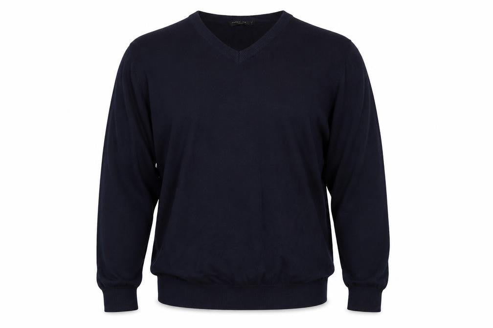 Capsule Mens Blue V-Neck Acrylic Pullover Jumper Size L Long Sleeve