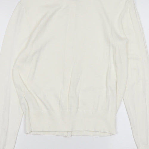 H&M Womens Ivory Boat Neck Viscose Cardigan Jumper Size L