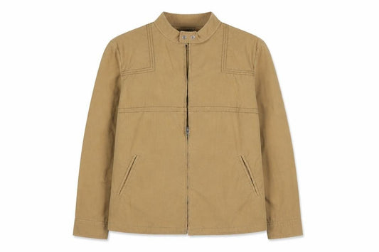 Front view of Veeko women’s beige jacket, size UK 10, zip