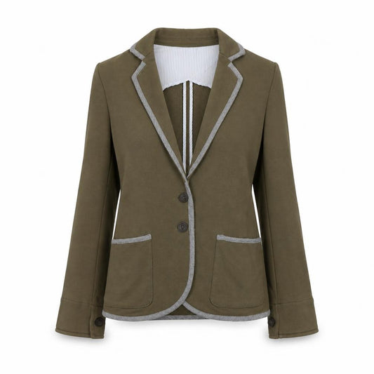 Front view of Mango women’s green cotton jacket blazer, size S