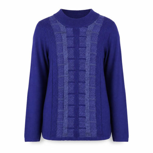 Bonmarché Womens Blue Round Neck Acrylic Pullover Jumper Size M